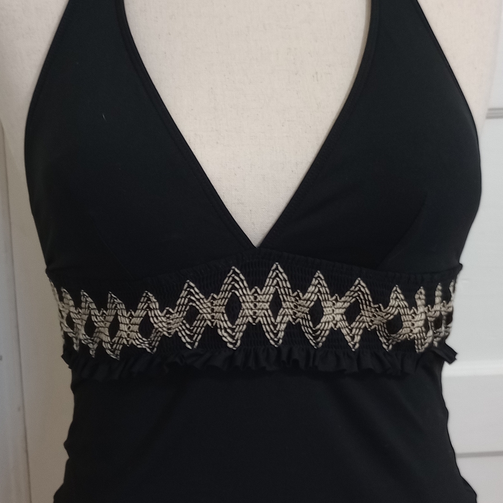 La Blanca Black Halter tankini top